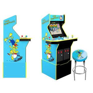 Arcade1UP The Simpsons Arcade with Riser Lit Marquee Deck Stool Wifi 4 Player