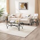 3-Piece Coffee Table Set w/ 1 Rectangle Coffee Table & 2 Square End Side Table