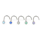 5pc 20 Gauge OPAL Stone G23 Titanium Nose Ring Screws Studs Piercing Jewelry