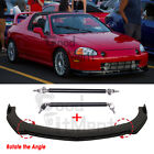 For Honda Civic del Sol 4Pcs Front Bumper Lip Spoiler Splitter+Strut Rods Black