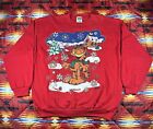 Vintage Garfield Jim Davis Christmas Sweatshirt Sweater Size XL Tultex USA Red