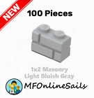 **NEW** 100x Genuine LEGO 1x2 Masonry Bricks - Light Bluish Gray - Piece 98283