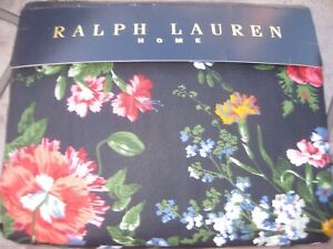 Ralph Lauren Isadora Cossette Black  Floral KING  Flat  Sheet Rare, Vintage!
