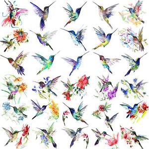 15 Sheets FANRUI 3D Watercolor Hummingbird Temporary Tattoos For Women Girl S...