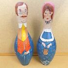 Vintage Bowling Pin Uncle Ted & Aunt Lizzie Art Hand Painted Door Stop 1982 15