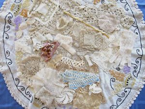Lot #3 Vntg. antique lace trim doily  edging crochet circle edging +bits &pieces
