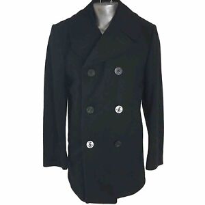 US Navy Issue Peacoat  Mens Size 40 R Black 100% Wool Authentic Sterlingwear