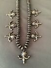 Old Pawn Southwest Native Am Silver HEAVY Bead Naja Squash Blossom 19” Necklace