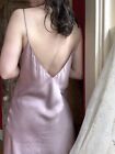 VTG 1990s does 30s Pastel Purple Silk Low Back Lace Detail Slip Dress Size L