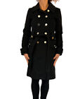 MARC by Marc Jacobs Wool Black Double Breasted Belted Military Trench Coat XS