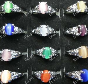 50pcs Stainless Steel Jewelry Wholesale Lots Mixed Cat's-eye Stone Lady's Rings