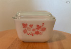 Vintage Pyrex Pink Gooseberry #501B Refrigerator Dish 1  1/2 cup Glass With Lid