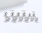 Set of 3 Sterling Silver Clear Round CZ Screw Back Ball Stud Earrings Minimal
