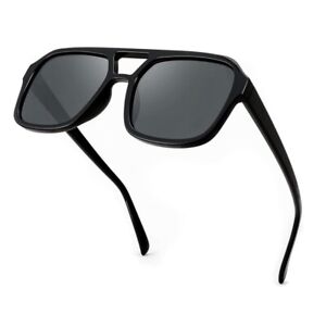 Black Plastic Frame Vintage Trendy Shades Aviator Large Mens Women's Sunglasses