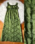 1930’s 40’s Vintage Olive Green Floral Satin Sleeveless Midi Dress Handmade