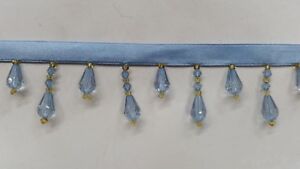 light blue beaded fringe ,acrylic, 2  inch ,sold by yard
