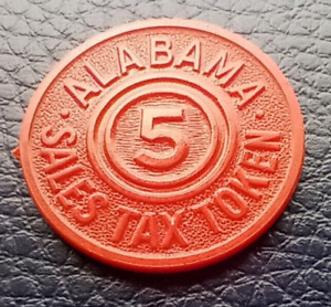Alabama State Department of Revenue Sales Tax Token - 5 - Red Plastic Coin