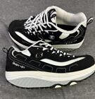 Skechers Womens Shape Ups Walking Shoes Black Suede 11809 Toning Platform 8.5