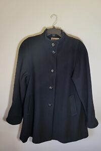 Vintage Herman Kay Size 10 Petite Wool Coat Lined Black Made In USA EUC