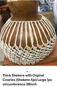 Thick Shekere with Orginal Cowries (Shekere Aje) Large 1pc circumference 38inch