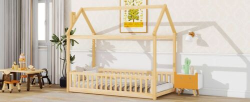 Twin Size House Bed with Guardrails