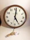 Vintage General Electric 14” Industrial Wall Clock Model 2012 Brown Frame WORKS