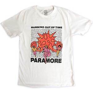 Paramore T-Shirt Running Out Of Time Band Official White New