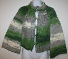Beth Bowley Cardigan Sweater M Green Gray White Chunky Knit Wool