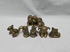 vintage solid brass figurines 1.5 inch cats dog bunny shoe + 3 Puppies hollow