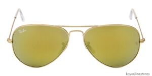 Ray Ban Aviator Gold 3025 112/93 Yellow Mirrored Lenses Sunglasses 58 mm New