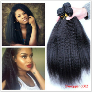 Brazilian Kinky Straight  Virgin Human Hair Extensions Weaves Afro 3Bundles/150g