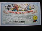 1964 Topps,Nutty Awards  Cheaters License, #7  - Excellent Condition - Post Card