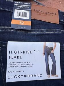 Lucky Brand Women's Rhode Wash 2 Way Stretch High Rise Flare Jeans Size 12