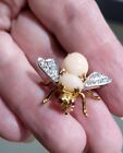 18K Herbert Rosental Bumble Bee Pin - Coral & Diamonds