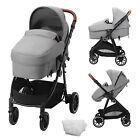 VEVOR Baby Stroller Newborn with Bassinet Foldable Reversible Dark Gray