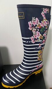 Joules Women's Knee-High Boots Rain, Navy Blue (Size 11)