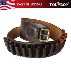 TOURBON Genuine Leather Bandolier 12 Gauge Cartridge Belt Hold 23 Shotgun Shells