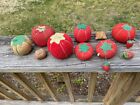 Vintage Lot of 10 Sewing Pin Cushions Tomato and Strawberry Shapes