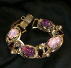 Vintage Schiaparelli Lava Rock Dragons Breath Glass Bracelet-Estate Jewelry