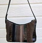 Fossil Black Brown Patchwork Multi Textured Leather Hobo Shoulder Bag Y2K