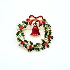 Small Christmas Wreath Brooch pin gold tone brooches gift presents for her