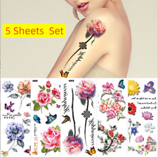 5 Sheets/Set Temporary Fake Tattoo Stickers Waterproof Flowers Arm Body Art