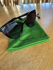 KATE SPADE Black Samantha Sunglasses MSRP $129 NEW w/ Green Drawstring Bag
