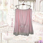 Vintage 60's Pink Nylon & Floral Lace Applique Mini Skirt Length Half Slip Sz M
