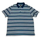 Greg Norman For Tasso Elba Shirt Mens XL Blue Stripe Polo Short Sleeve Play Dry