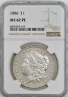 1886-P Morgan MS 62 PL (PROOF LIKE) NGC Pop 168, Graded higher 913, Bright White