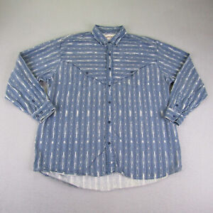 Vintage Saddlebrook Shirt Mens XL Blue Western Button Up Southwestern Frontier