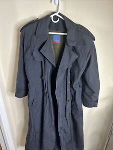 Drizzle Neiman Marcus Vintage Black Trench Coat Jacket Size 8 Regular