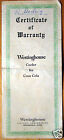 1960 Westinghouse Cooler for Coca Cola Certificate of Warranty