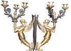 Antique French Art Deco Bronze Siren/WINGED MERMAID WALL SCONCE Candelabra